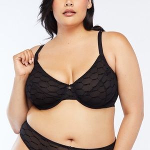 Flocked Logo Unlined Bra